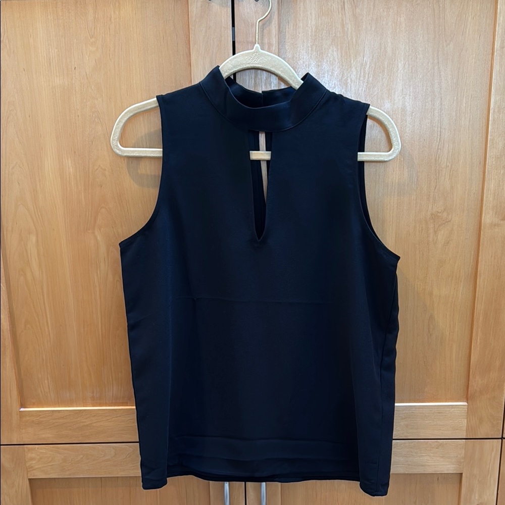 Banana Republic Black Mandarin Collar Blouse Top Size M Chic